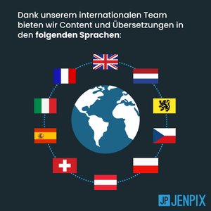 Übersicht über die angebotenen Sprachen für Übersetzungen bei Jenpix.